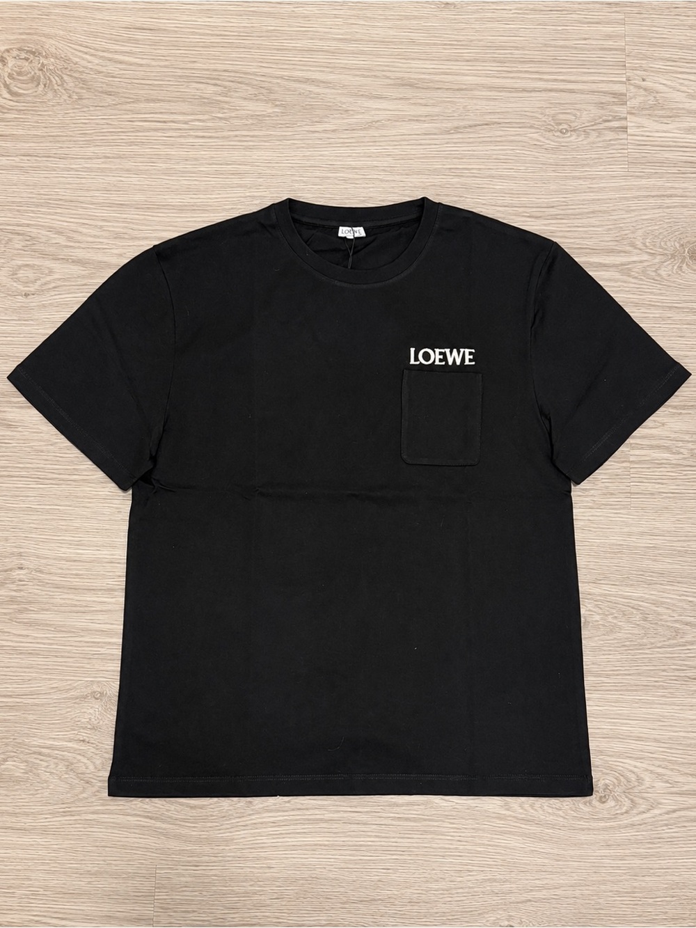 Luxury Black Embroidered Chest Pocket T-Shirt - Size M